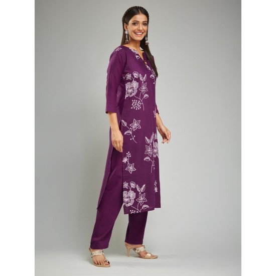 Designer Kurta Suit Set – Premium Viscose Rayon with Brush Prints