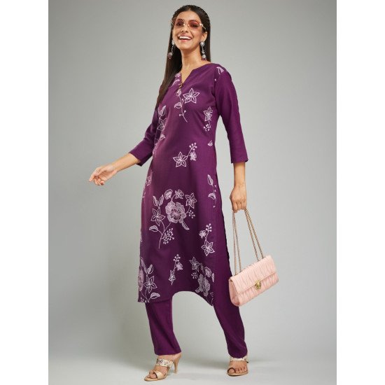 Designer Kurta Suit Set – Premium Viscose Rayon with Brush Prints