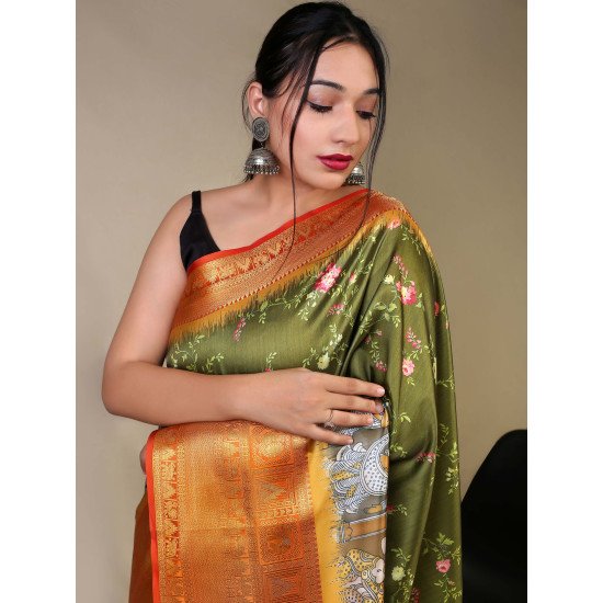 Pure Kanchipuram Digital Printed Saree