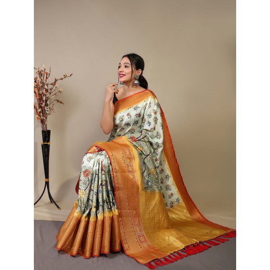 Pure Kanchipuram Digital Printed Saree