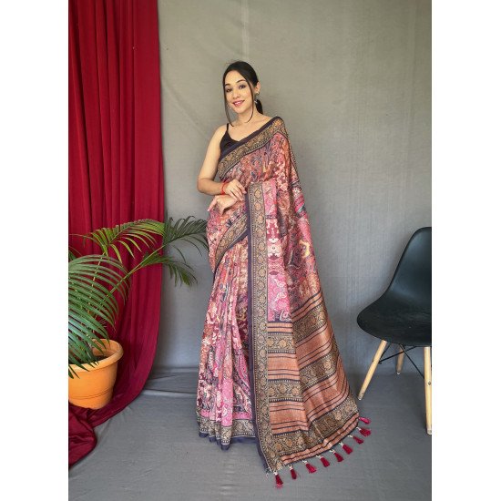 Beautiful Cotton Sarees with Kashmiri Digital Print and Floral Border