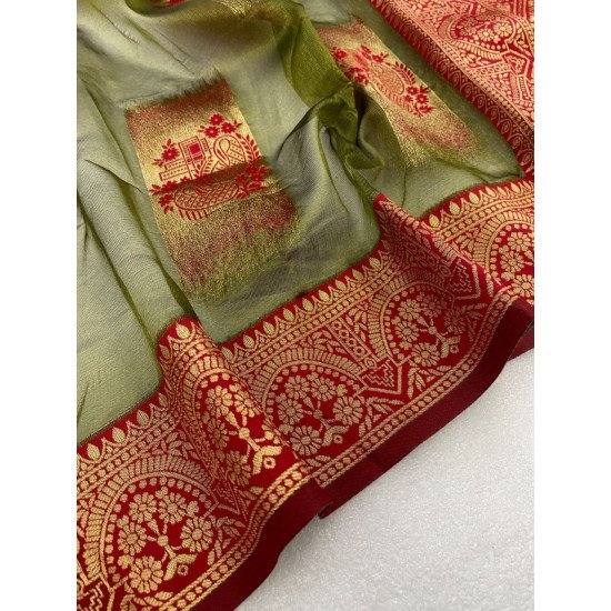 Green organza soft silk saree 