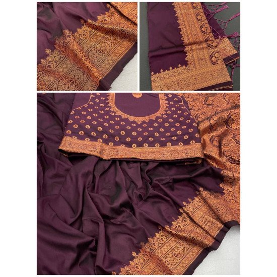 Banarasi wine color silk saree 