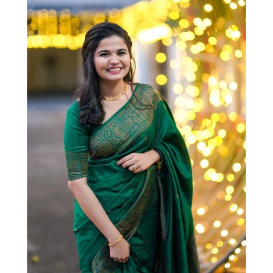 Buy Forest Green Silk Saree online-Karagiri