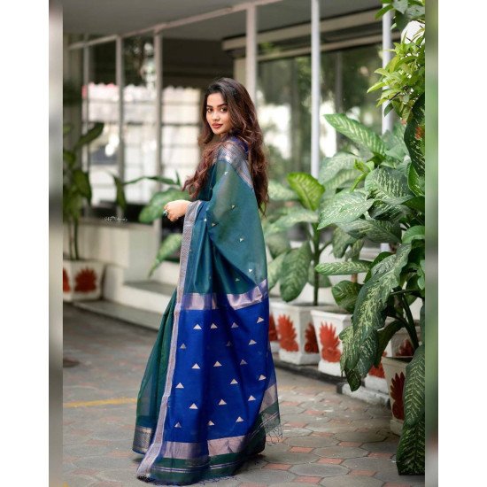 Gorgeous royal blue zari banarasi silk saree 