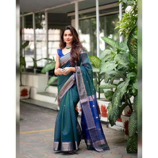 Gorgeous royal blue zari banarasi silk saree 