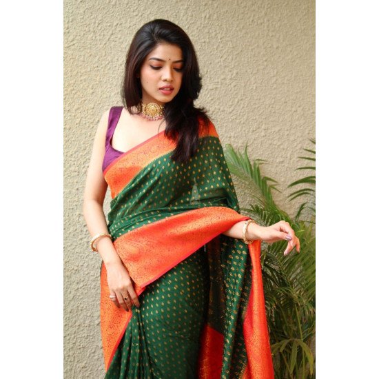 Green maroon pure silk jacquard sarees with gold zari weaving