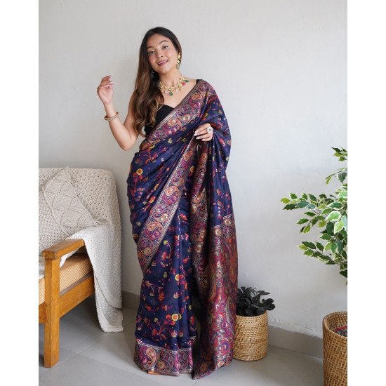 Buy designer sarees online multicolor blue floral aesthetic